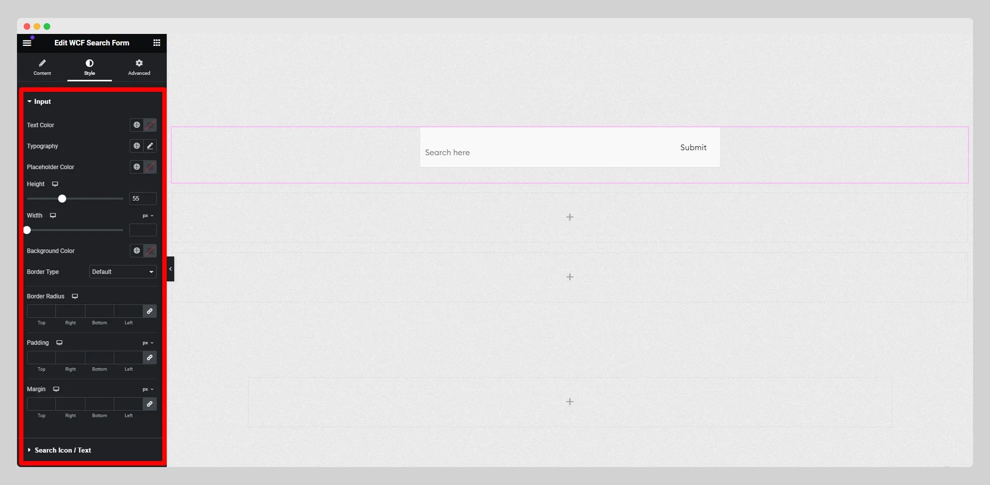 wcf search form 